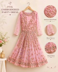 Elegant Pink Embroidered Lehenga Set