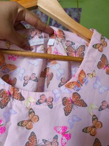 M &amp; H Butterfly Printed Pink Dress