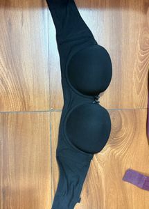 Plum Strapless Padded Bra and black