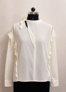 Chic White Ruffle Detail Top
