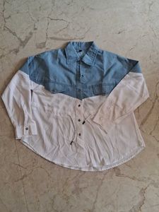 Chic Color Block Denim Shirt