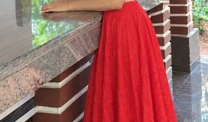 Red silk Skirt and top set