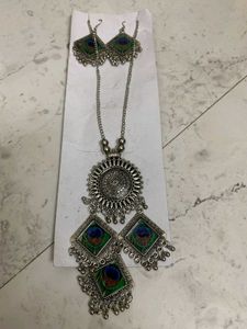 Boho Peacock Feather Jewellery Set