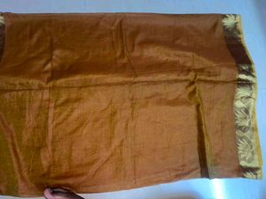 Elegant Brown Saree with Gold Border