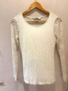 Forever 21 Coquette Girly Lace Sleeve Top