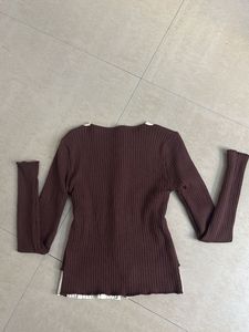 Two-Tone Ribbed Knit Cardigan