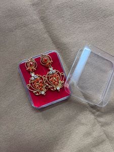 Elegant Dangle gold covering Earrings with Gemston