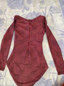 Burgundy Long Sleeve Bodysuit