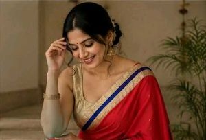Elegant Red Saree with Gold Border