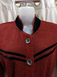 Red Button-Down Cardigan