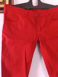 Very aesthetic Vibrant Red Slim Fit Pants