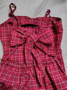 Red Plaid Button-Up Dress