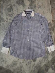 Men's Gingham Pattern Dress Shirt