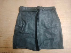 Black Leather Mini Skirt with Belt