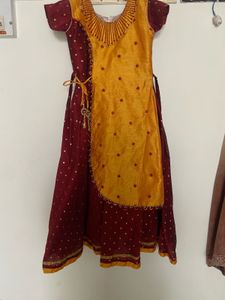 Beautiful Yellow &amp; Maroon Lehenga Choli