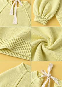 PALE LIME RIBBED TIE-NECK SWEATER