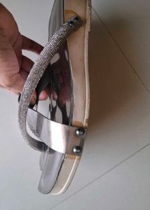 Sparkling Silver Flat Sandals