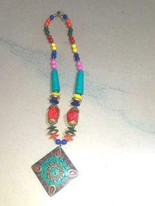 Colorful Beaded Pendant Necklace