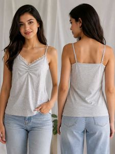 George Soft Grey Lace Trim Camisole Top