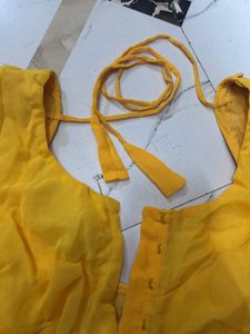 Yellow &amp; Maroon Embroidered Blouse