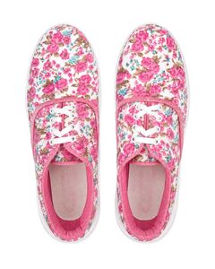 Floral Print Lace-Up Canvas Shoes