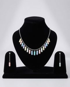 Pastel Beaded Necklace & Earring Set
