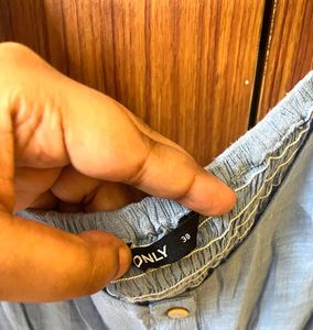 ONLY Light Blue Button-Up Long Sleeve Top