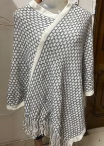 Stylish Grey Knit Poncho