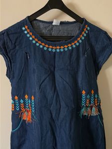 Embroidered Denim Kurta maternity wear/daily wear