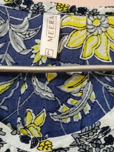 Blue Floral print kurti set with dupatta