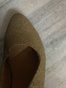 Gold Glitter Heels with Ankle Tie