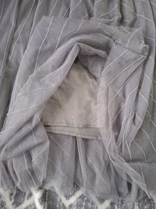 Grey Striped Tulle Skirt