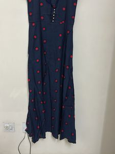 Navy Blue Polka Dot Maxi Dress