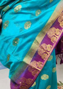 Beautiful Teal and Purple Saree in silk