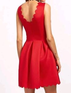 SHEIN Double V Neck Red Dress