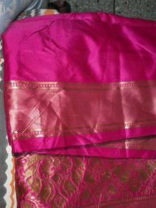 Elegant Pink &amp; Gold Silk Saree