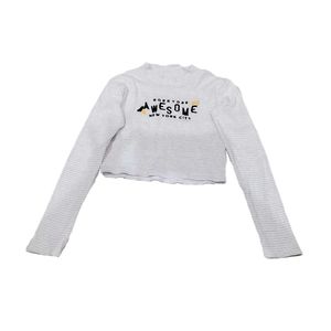 Cropped Long Sleeve White Top