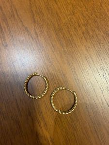 Twisted Hoop Earrings - Gold Tone