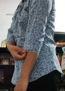 Light Blue Floral Print Shirt