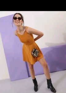 Mustard Yellow Fit &amp; Flare Dress