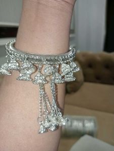 Silver Oxidised Metal Latkan Kada