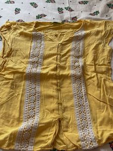 Yellow Embroidered Kurta Top