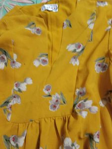 Mustard Yellow Floral Print Top
