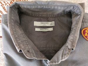 Men Grey Regular-fit Pocket Sustainable Casual Shi