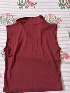 Sleeveless Collared Ribbed Top