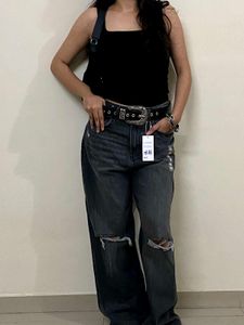 H&M Distressed Wide Leg Jeans