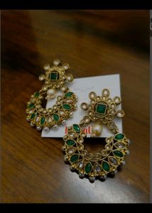 Jadau Polki Earring JHUMKA Chand Baali
