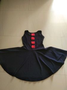 Chic Navy Dress with Bow Accents baby Frock