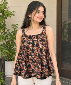 Floral Print Peplum sleeveless top