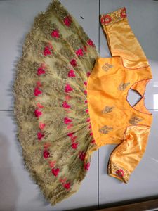Yellow &amp; Pink Embroidered Lehenga Choli